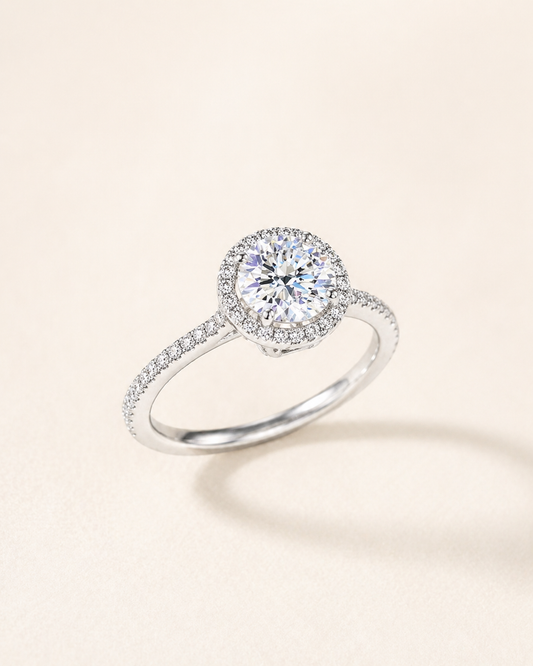 Elmivra Halo 1.5ct Round Lab Diamond Ring in 18K White Gold product image 2