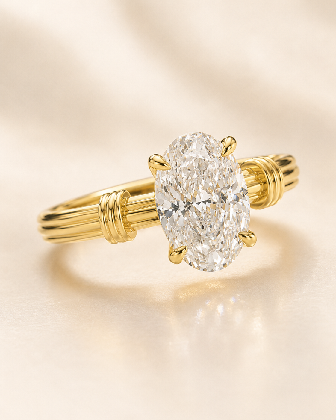Aurelia Roman Oval 2 carat lab-grown diamond ring detail image