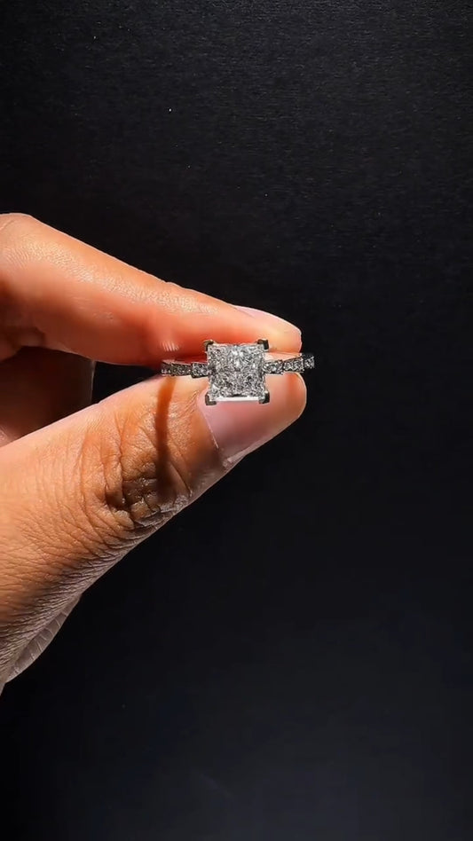 Elmivra 2ct princess-cut lab-grown diamond ring in 18K white gold front view