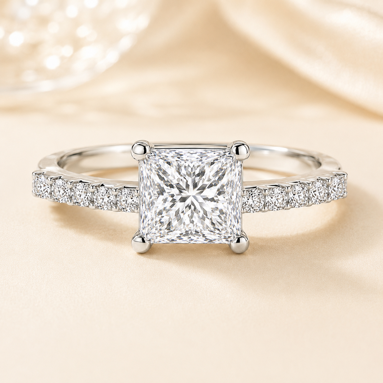 Essential Princess Diamond Band 2 Carat Lab-Grown Diamond Ring in 18K White Gold