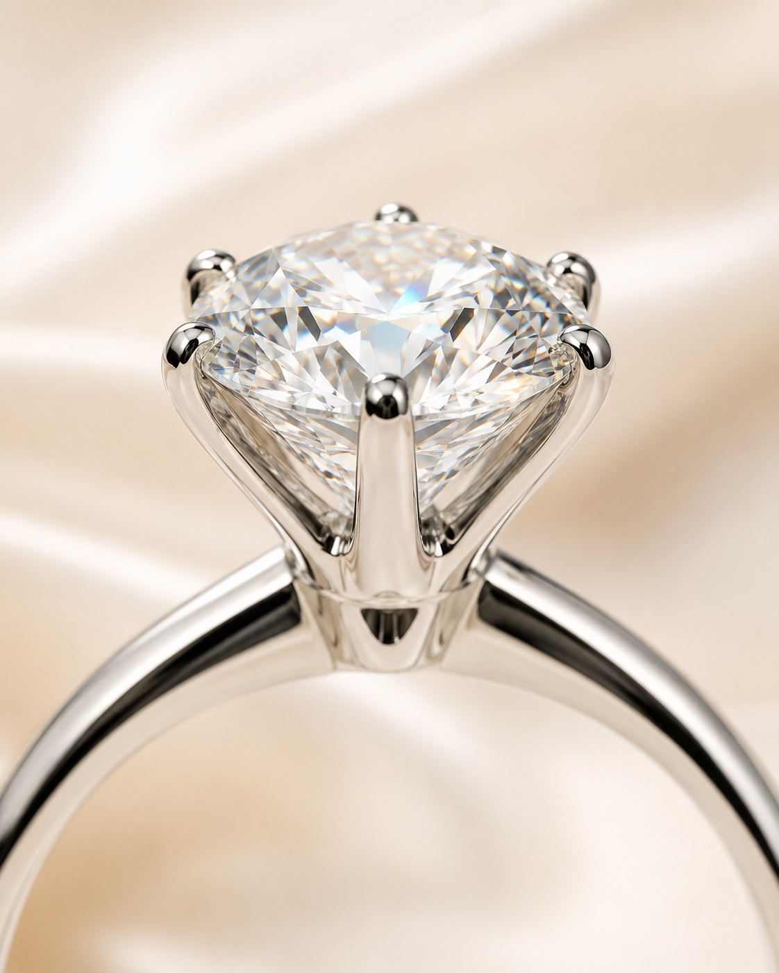 Essential Six-Prong 1ct round lab-grown diamond ring close-up