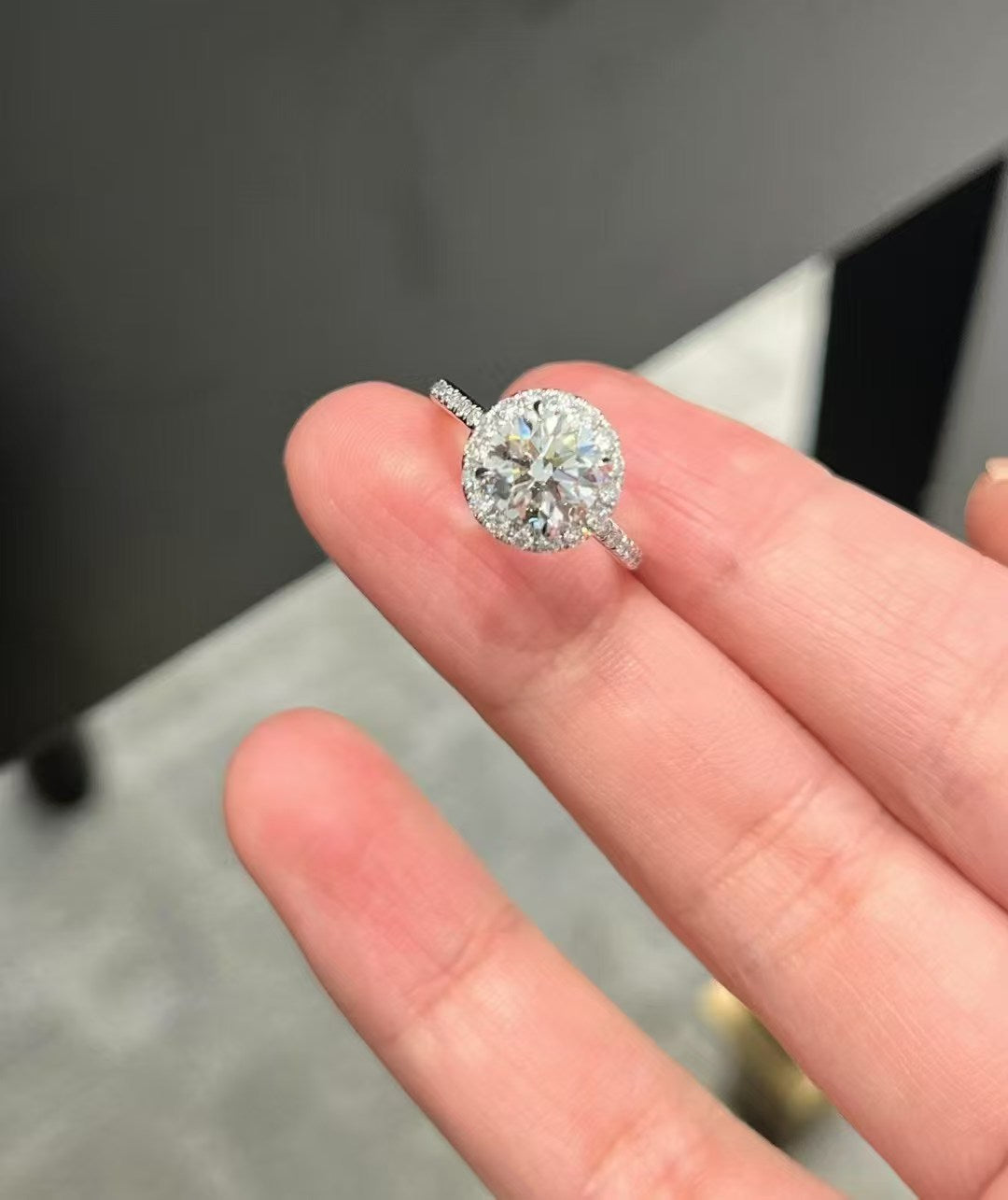 Elmivra Halo 1.5ct Round Lab Diamond Ring in 18K White Gold product image 4