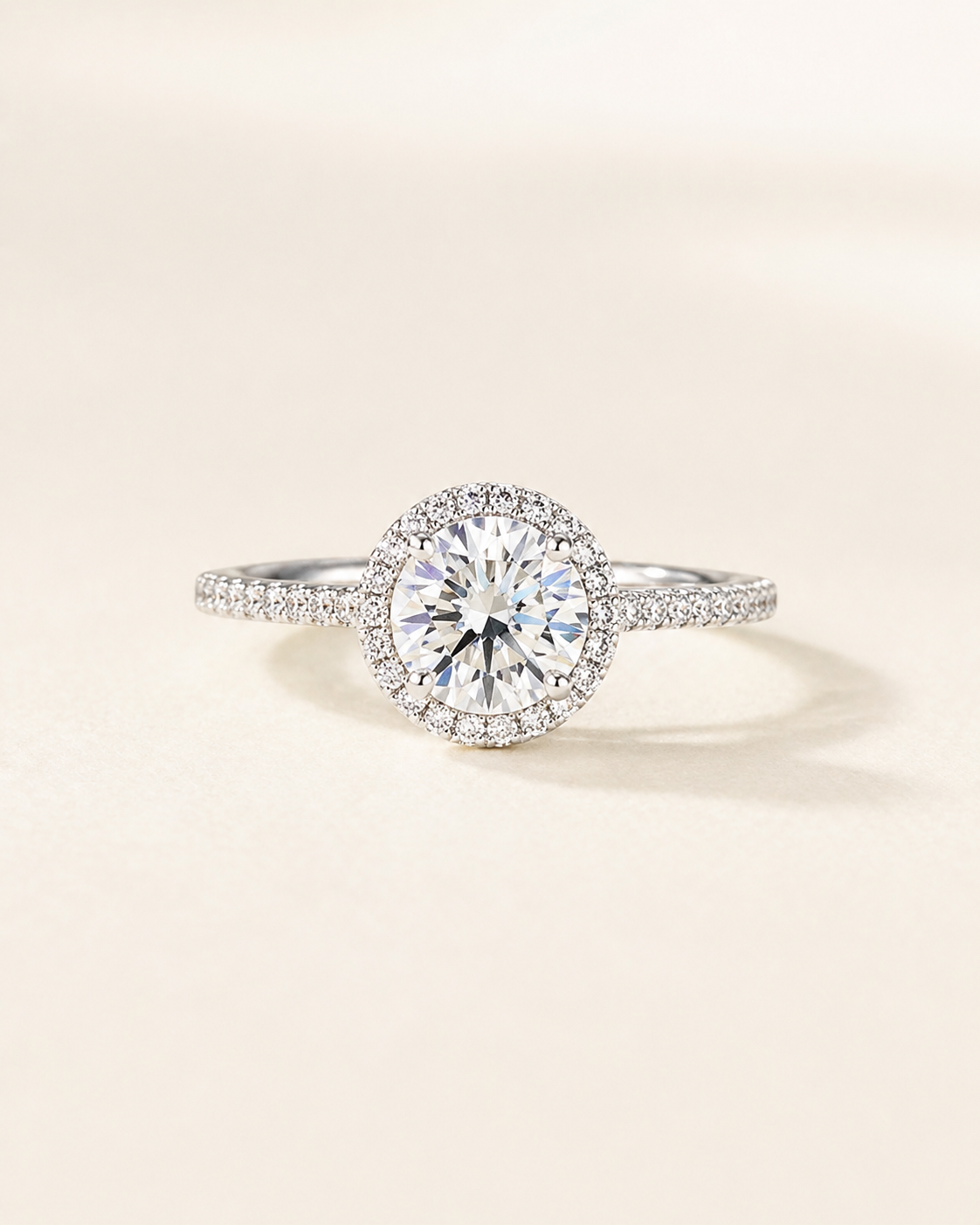 Elmivra Halo 1.5ct Round Lab Diamond Ring in 18K White Gold