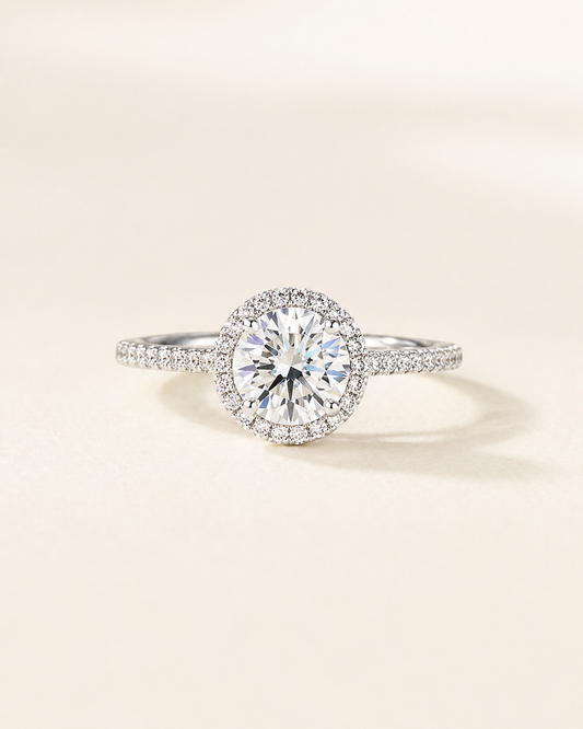 Elmivra Halo 1.5ct Round Lab Diamond Ring in 18K White Gold by Elmivra