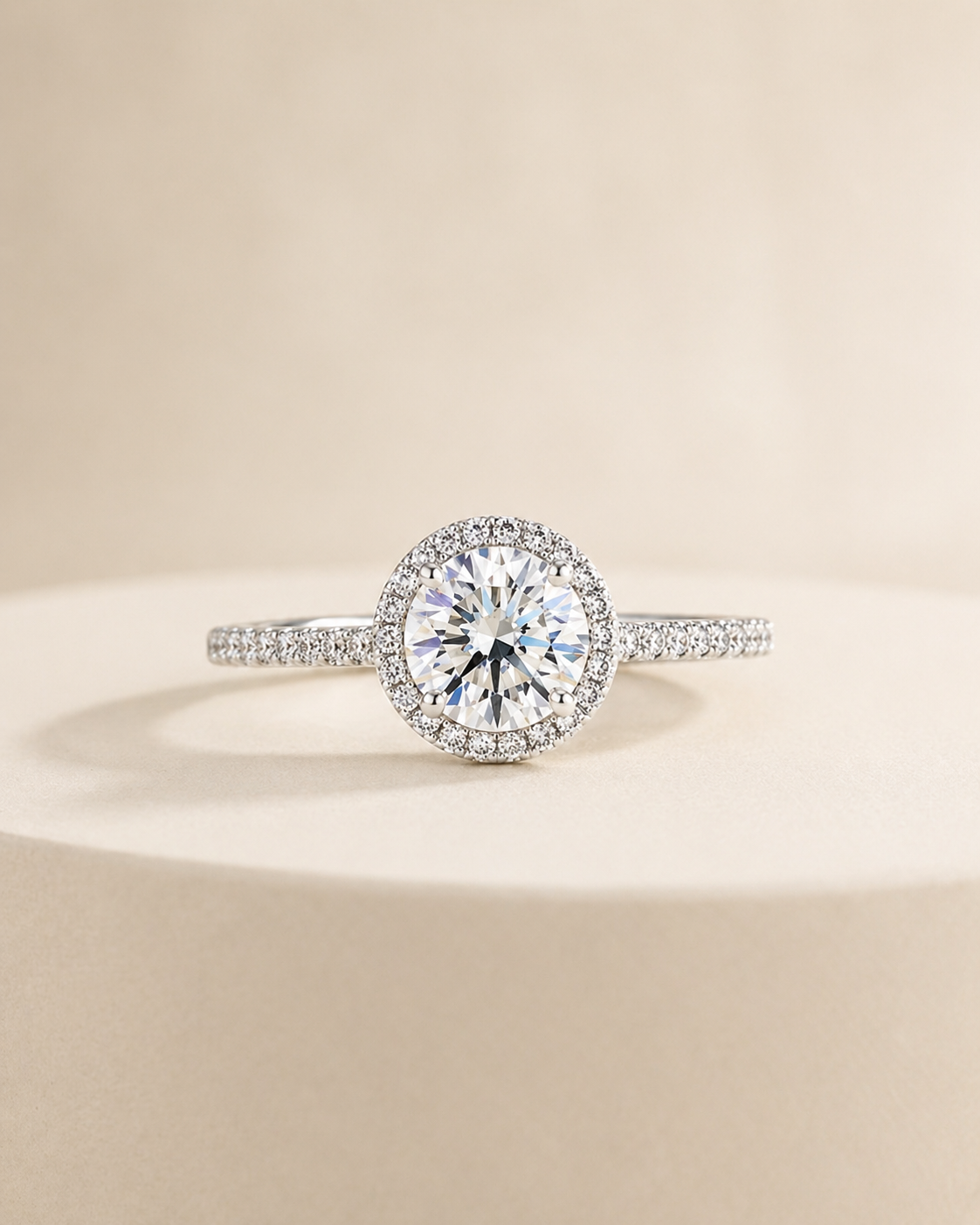 Elmivra Halo 1.5ct Round Lab Diamond Ring in 18K White Gold product image 3
