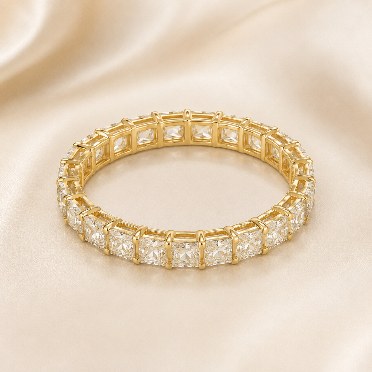 Elmivra 2.88 CTW princess cut lab-grown diamond eternity band in 18K yellow gold main view
