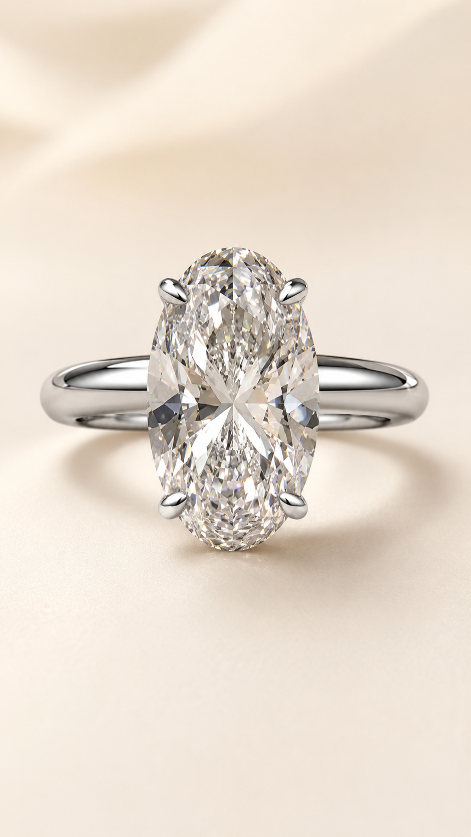 Aura 3 Carat Oval Lab-Grown Diamond Hidden Halo Ring in 18K White Gold main view