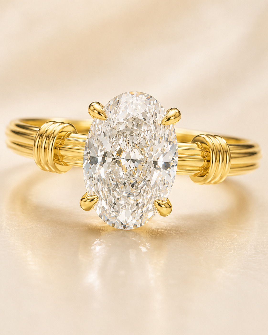 Aurelia Roman Oval 2 carat lab-grown diamond ring angle view