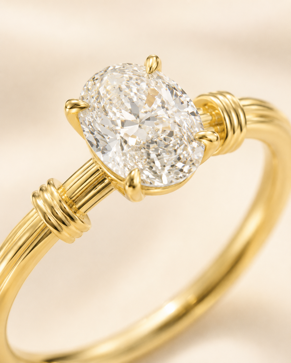 Aurelia Roman Oval 2 carat lab-grown diamond ring closeup image
