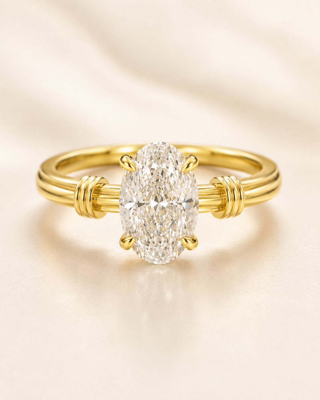 Aurelia Roman Oval 2 carat lab-grown diamond ring front view