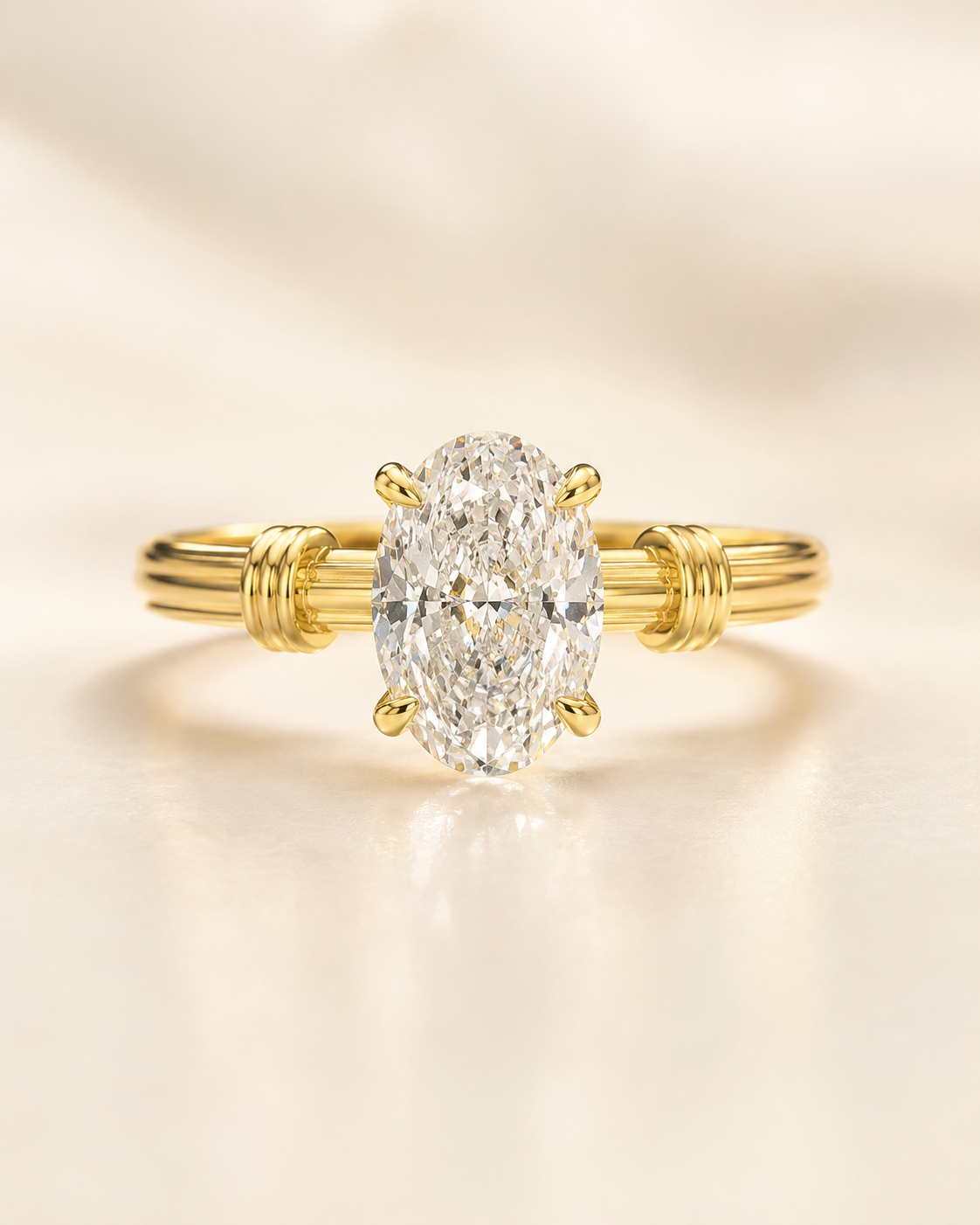 Aurelia Roman Oval 2 Carat Lab-Grown Diamond Ring in 18K Yellow Gold