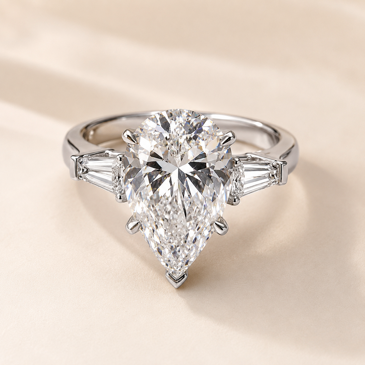 Essential Pear Three-Stone 5 Carat Lab-Grown Diamond Ring in 18K White Gold
