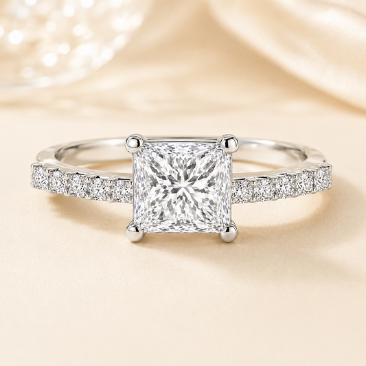 Elmivra 2ct princess-cut lab-grown diamond ring in 18K white gold main view