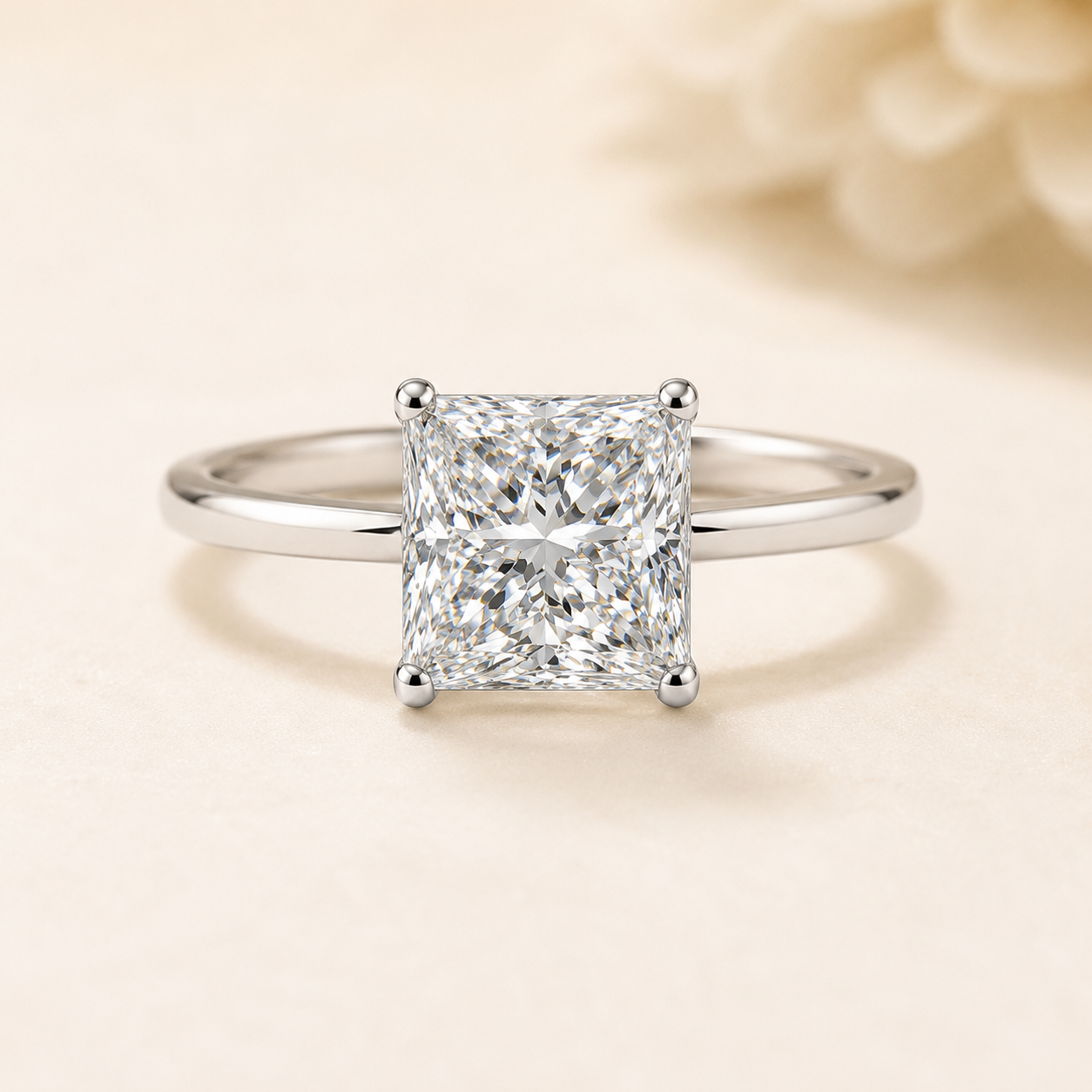 Elmivra 2ct princess cut lab-grown diamond ring in 18K white gold main view