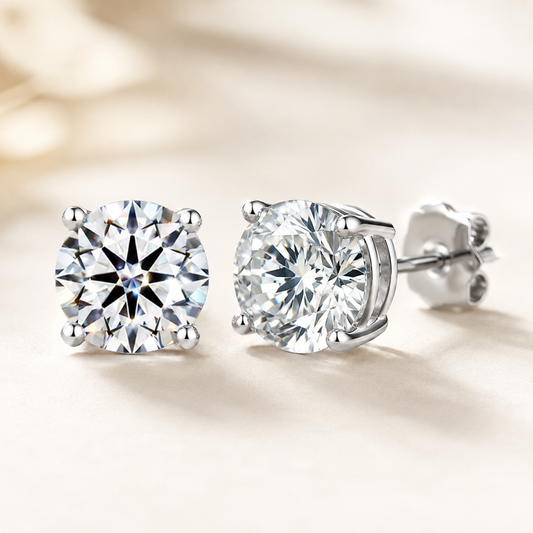Elmivra 2 CTW round lab-grown diamond stud earrings in PT950 platinum main view