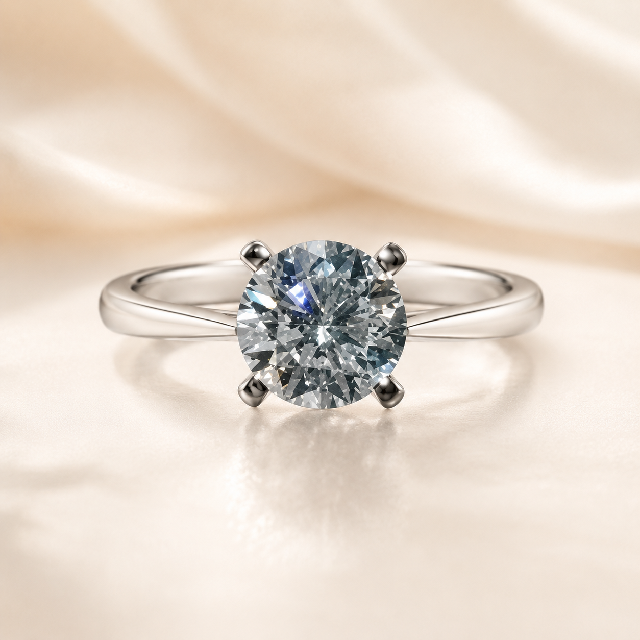 Essential Round Solitaire 1.01 Carat Round Lab-Grown Diamond Ring in 18K White Gold
