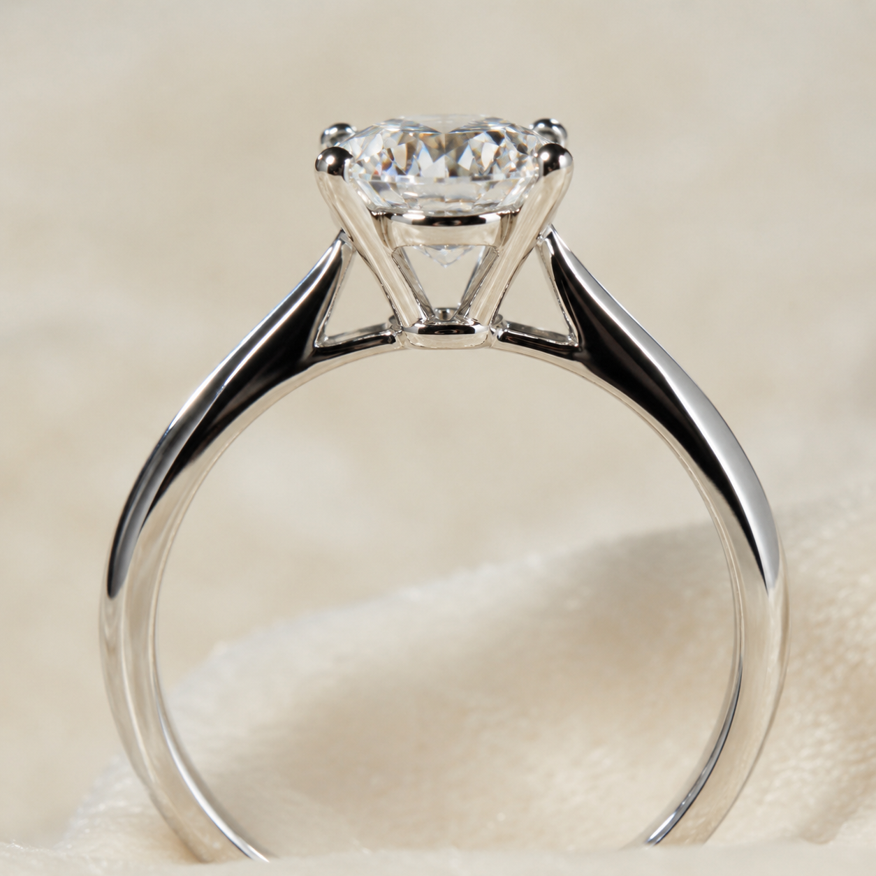Elmivra 1.01ct round lab-grown diamond ring with elevated open gallery side detail