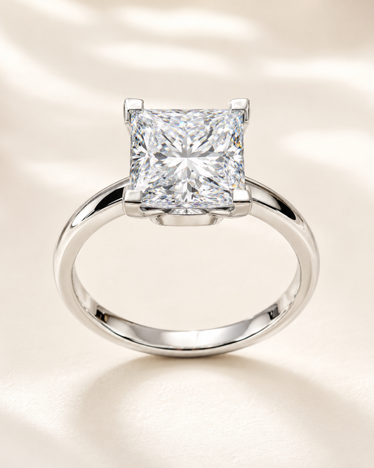 Lumière Princess 3 carat lab-grown diamond ring in 18K white gold main image