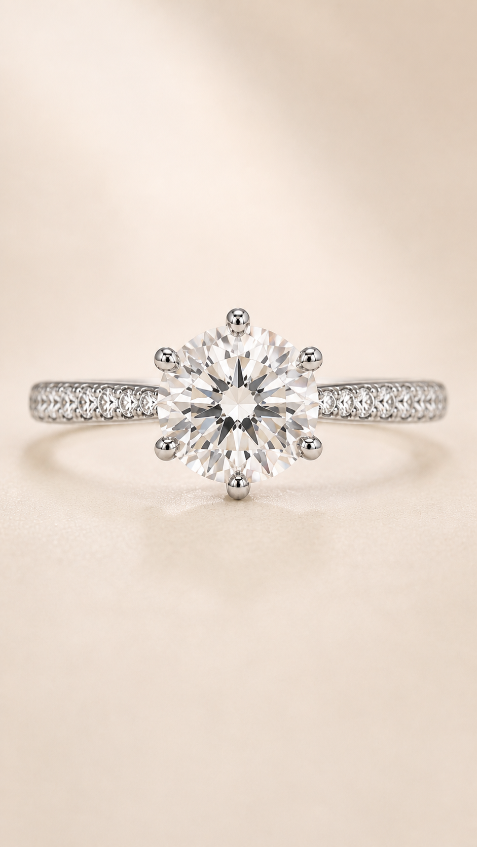 Lumière Six-Prong round lab-grown diamond ring front view with six-prong setting