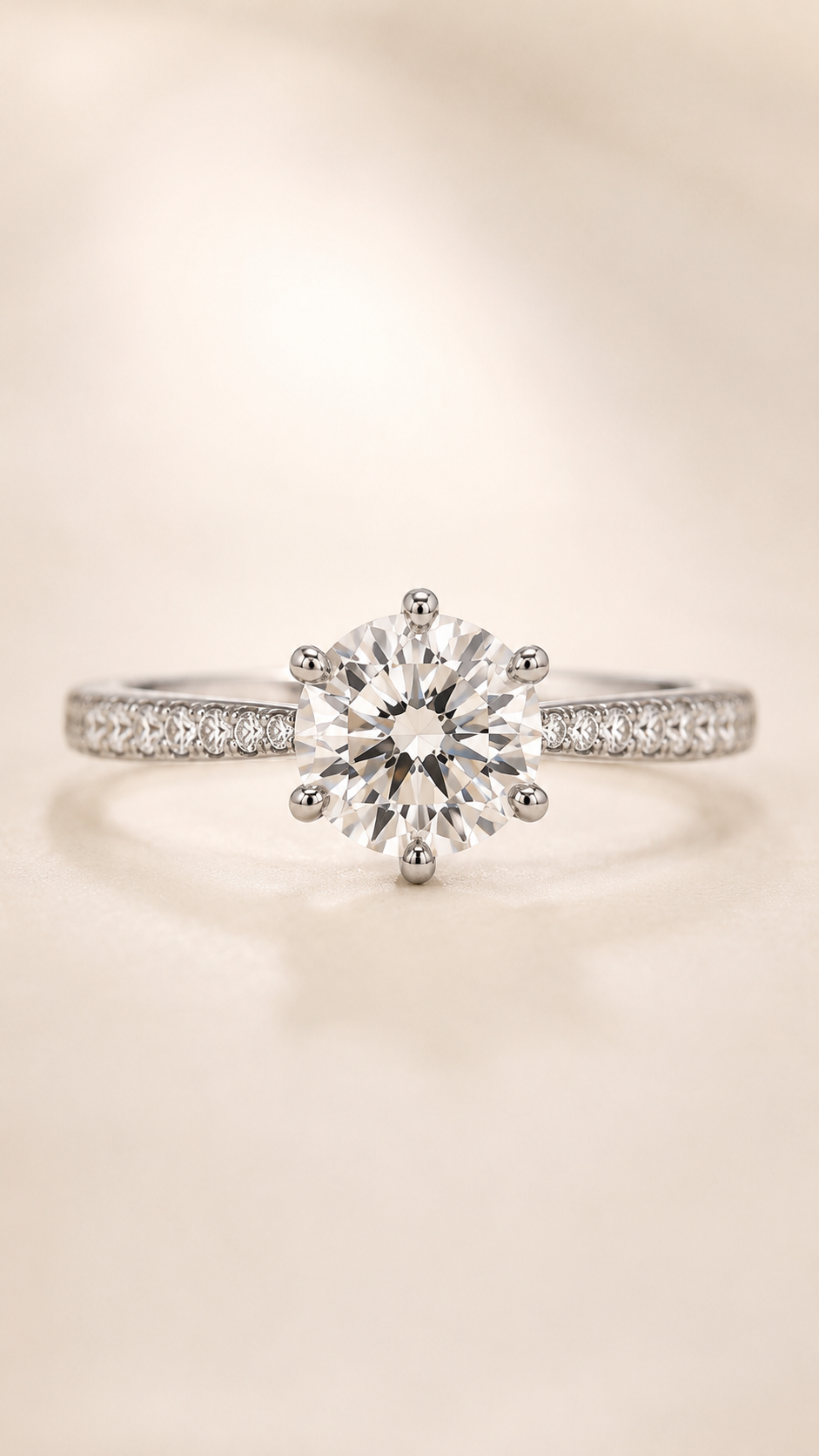 Lumière Six-Prong 1 Carat Round Lab-Grown Diamond Ring in 18K White Gold