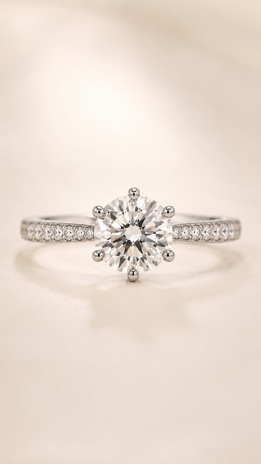 Lumière Six-Prong 1 carat round lab-grown diamond ring in 18K white gold main image