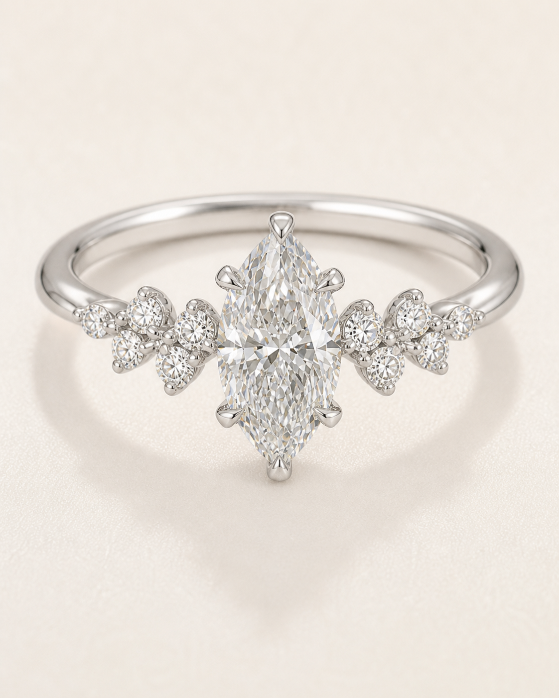 Elmivra Marquise Crown 1 carat marquise lab-grown diamond ring in 18K white gold