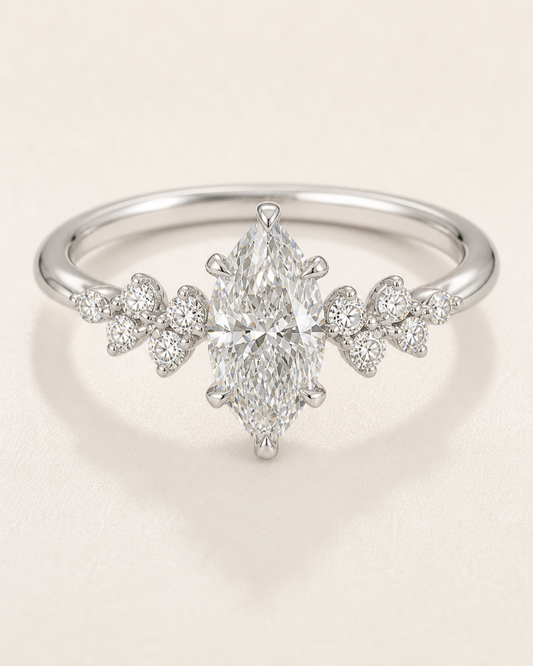 Elmivra Marquise Crown 1 carat marquise lab-grown diamond ring in 18K white gold
